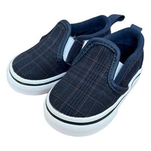 NWOT - Toddler Navy Plaid and Corduroy Slip On Vans - Size 3.5
